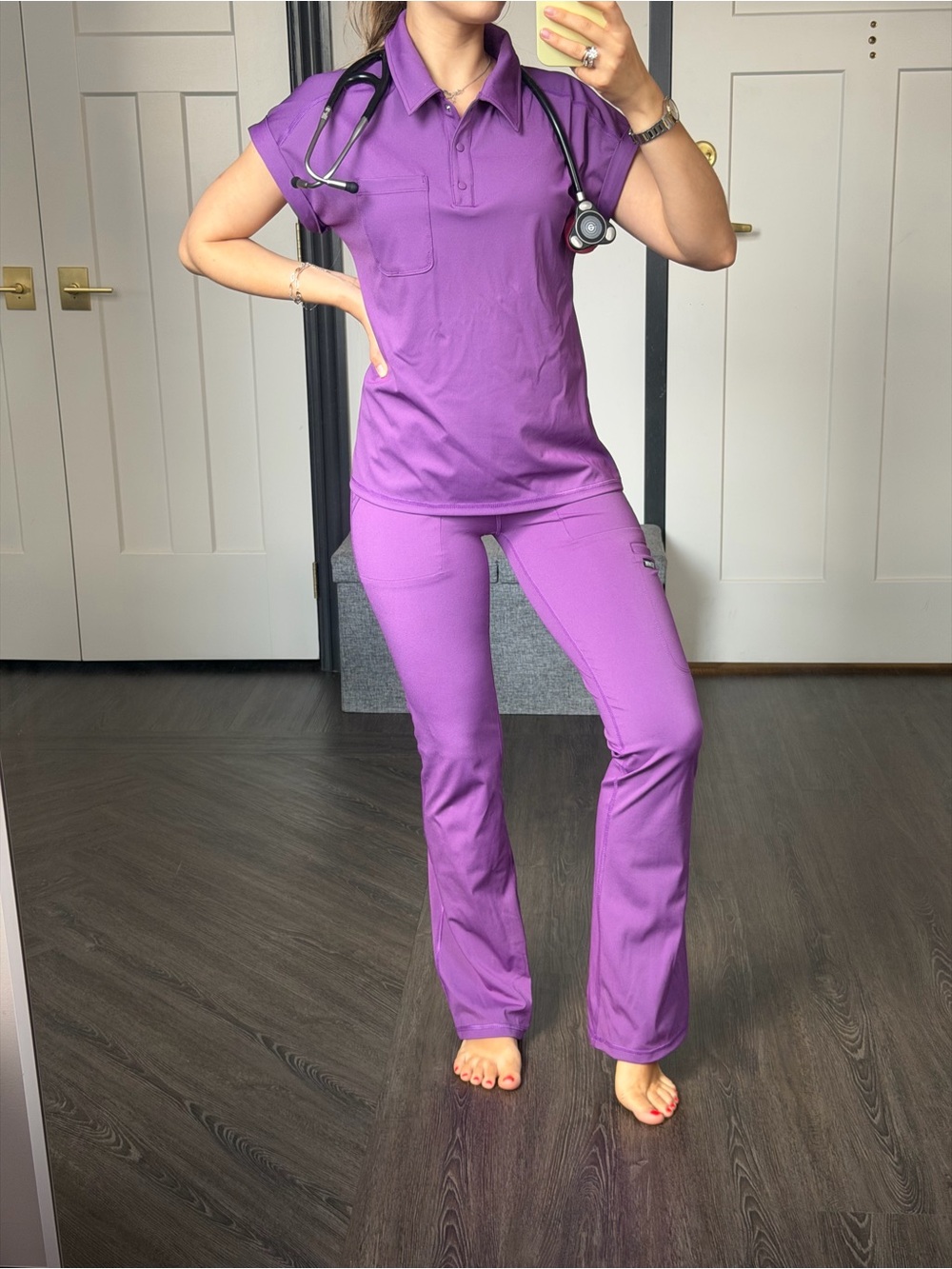 Grey's Anatomy Purple Scrub Top and Pants Set